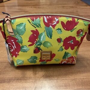 Dooney & Bourke Yellow Floral Domed Cosmetic Bag NWT